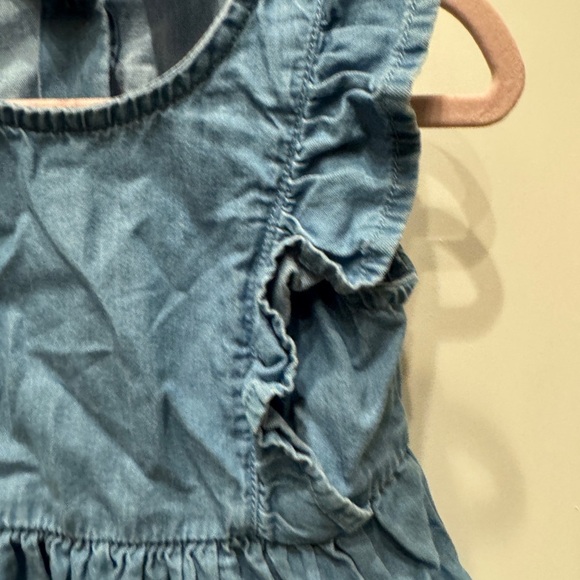 NWOT Okie Dokie 18M Girls Blue Jean Flutter Sleeve Short Sleeve Blouse - Picture 3 of 4